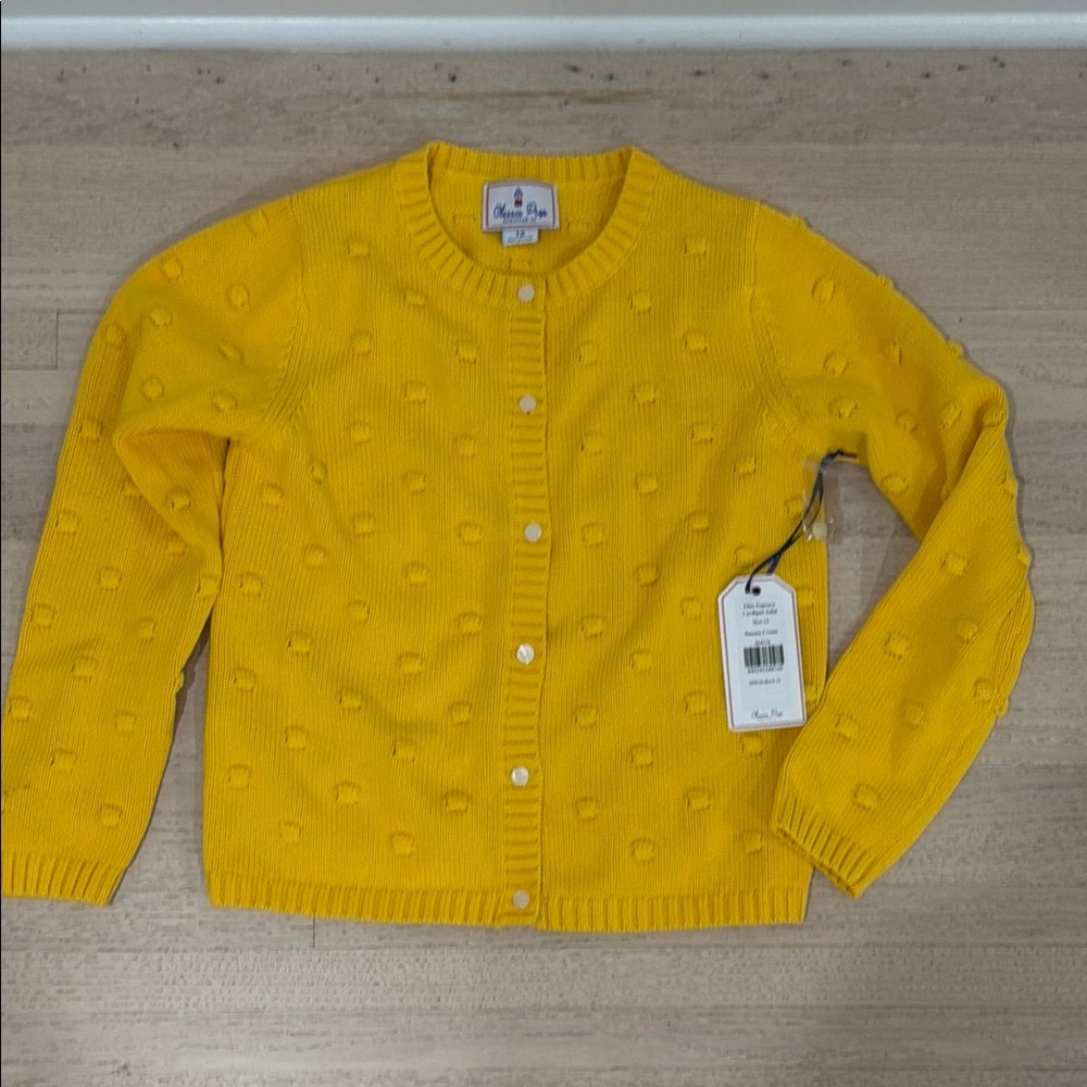 Classic Prep Sunny Yellow Popcorn-Knit Button Cardigan